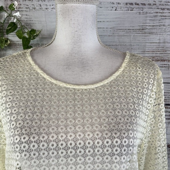 Alfani Tunic Top Beach Swim Cover Up size Medium Ivory Cream Lace Boho Peasant - Picture 7 of 14